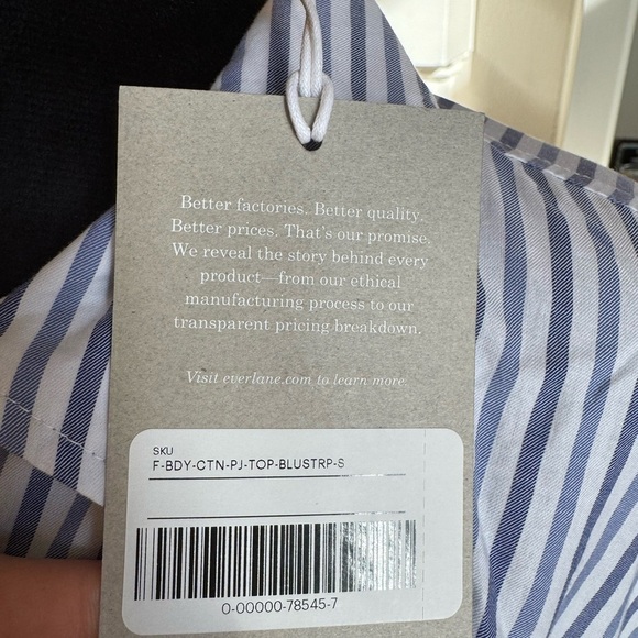EVERLANE Ethically Made Boxy Cropped 100% Cotton Striped PJ Top Size Small NWT - Picture 7 of 9